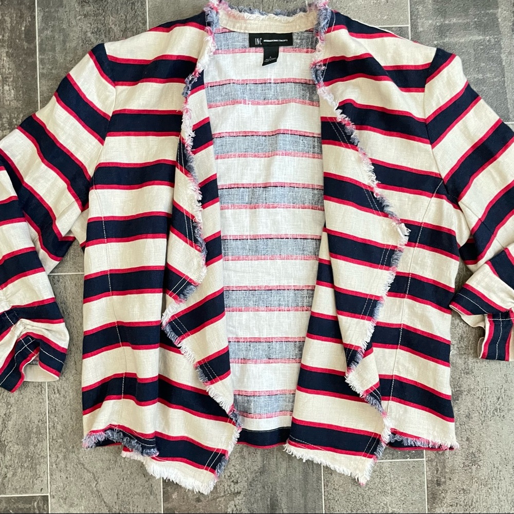 INC International Concepts Linen Striped Blazer